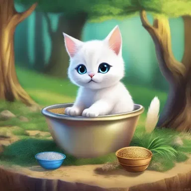The magical creatures in the fantasy world collect special enchanted kitty litter to enhance their powers.