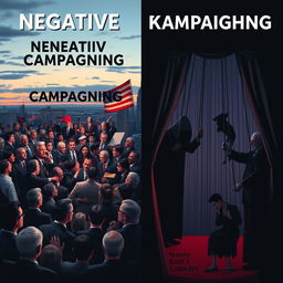 A creative image contrasting negative campaign strategies versus black campaigns in a political setting