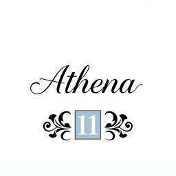An artistic rendering of the name 'Athena' with a stylish and elegant font, elegantly crafted in the center of the image