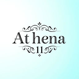 An artistic rendering of the name 'Athena' with a stylish and elegant font, elegantly crafted in the center of the image