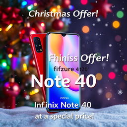 A visually striking advertisement for the Infinix Note 40 showcasing a Christmas offer