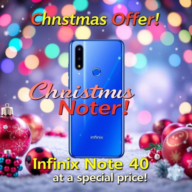 A visually striking advertisement for the Infinix Note 40 showcasing a Christmas offer