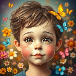 A whimsical and imaginative portrayal of an AI-generated child face that combines the distinct features of two adults, creating a harmonious blend