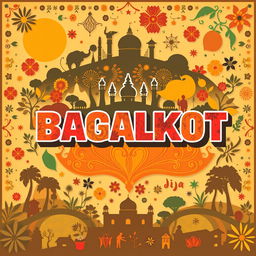 A vibrant graphic design featuring the text 'BAGALKOT' in bold and colorful typography