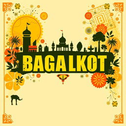 A vibrant graphic design featuring the text 'BAGALKOT' in bold and colorful typography