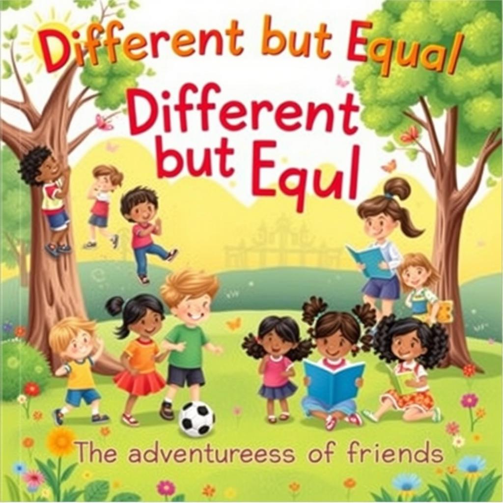 A beautifully illustrated children's book cover that features a diverse group of children playing together in a vibrant park setting