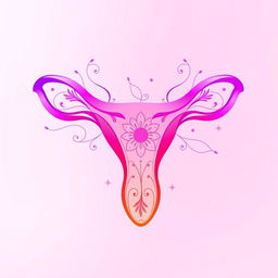 An artistic representation of a stylized vagina, featuring vibrant colors and intricate patterns that flow outward, symbolizing femininity and beauty