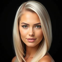 A professional portrait photo of a person with silky, enhanced hair, showcasing a strong and confident expression