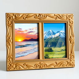 A beautifully designed photo frame displaying two merged photographs