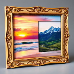 A beautifully designed photo frame displaying two merged photographs