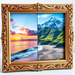 A beautifully designed photo frame displaying two merged photographs