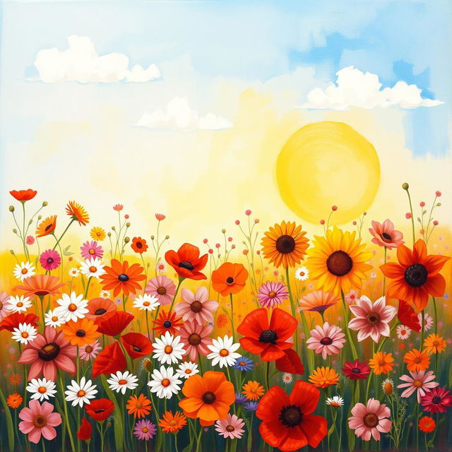 A colorful and vibrant abstract painting that captures the essence of a summer day