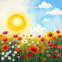 A colorful and vibrant abstract painting that captures the essence of a summer day