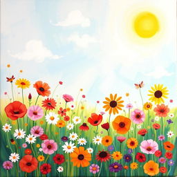 A colorful and vibrant abstract painting that captures the essence of a summer day
