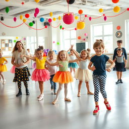 A cheerful and vibrant dance class for children aged 3 and up, situated in Novosibirsk