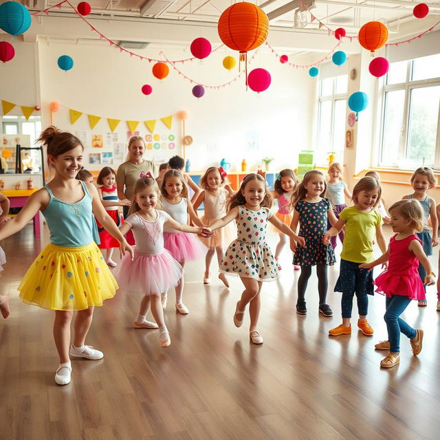 A cheerful and vibrant dance class for children aged 3 and up, situated in Novosibirsk