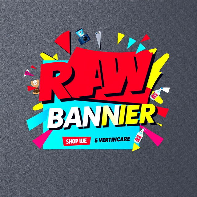 A vibrant and eye-catching raw advertisement banner, featuring bold, colorful graphics and impactful text