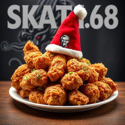 A delicious plate of KFC-style fried chicken, garnished beautifully, with the logo name 'SKATER 1 6 8' prominently displayed