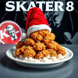 A delicious plate of KFC-style fried chicken, garnished beautifully, with the logo name 'SKATER 1 6 8' prominently displayed