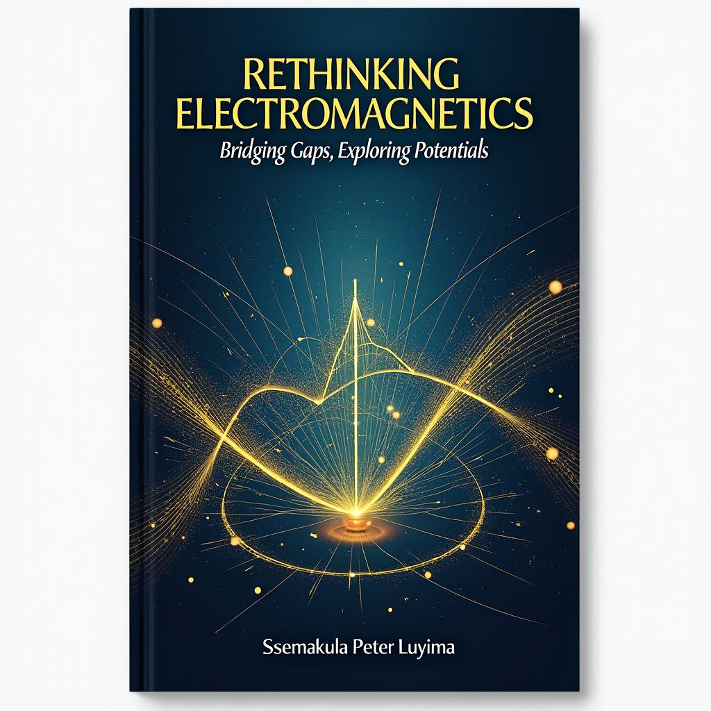 A captivating book cover for 'Rethinking Electromagnetics: Bridging Gaps, Exploring Potentials', featuring bold title text at the top