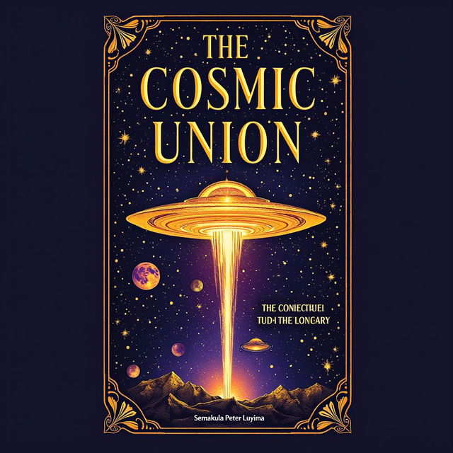 A visually engaging book cover for 'THE COSMIC UNION: LOGIC’S FOURTH LAW, SOCIAL CAPITAL, AND UFO CONNECTIONS IN AFRICA'