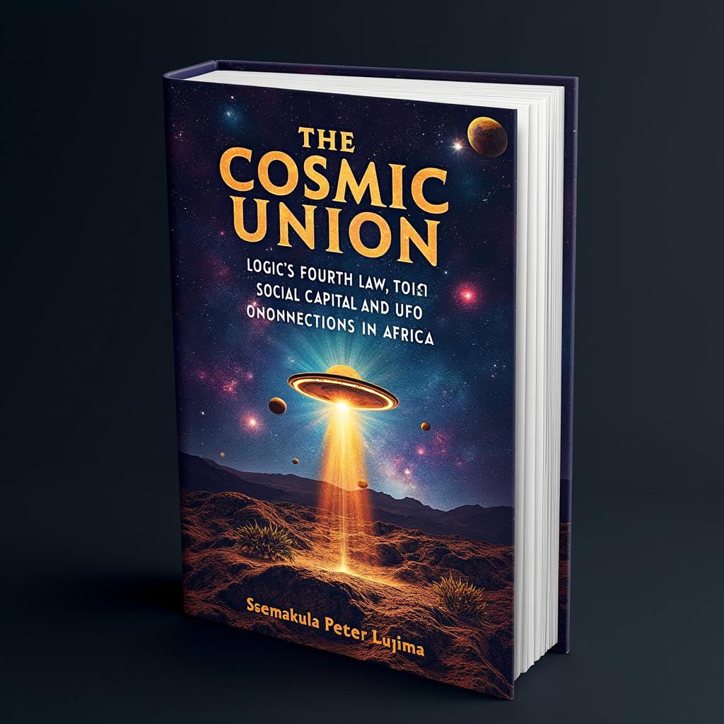 An intriguing book cover for 'THE COSMIC UNION: LOGIC’S FOURTH LAW, SOCIAL CAPITAL, AND UFO CONNECTIONS IN AFRICA'