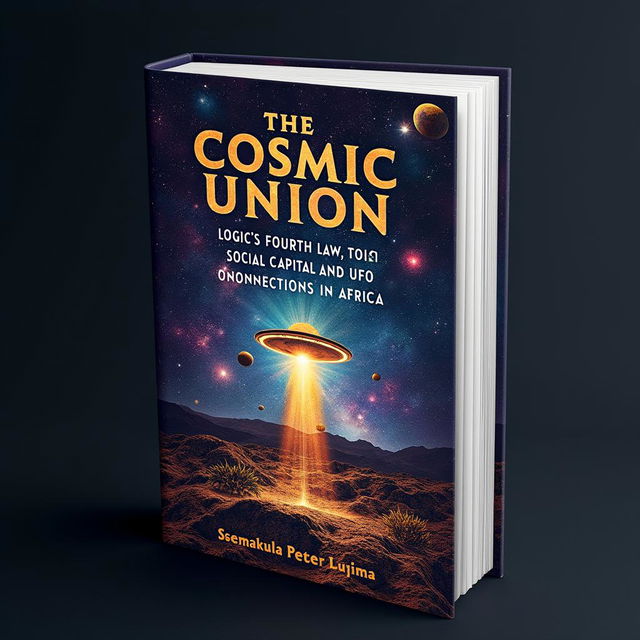 An intriguing book cover for 'THE COSMIC UNION: LOGIC’S FOURTH LAW, SOCIAL CAPITAL, AND UFO CONNECTIONS IN AFRICA'