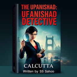 A book cover design for an investigative thriller novel titled "The Upanishad Detective" set in Kolkata, featuring a strong woman investigator as the central character