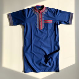 A traditional kurta lying flat on a surface with the pocket area smoothly unfolded and perfectly arranged