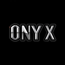 A sleek, minimalistic logo design for a laptop named 'Onyx'