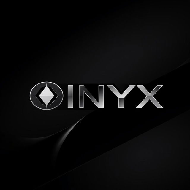 A sleek, minimalistic logo design for a laptop named 'Onyx'