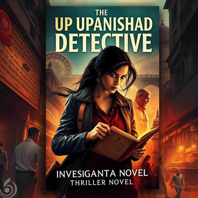 A striking book cover design for the investigative thriller novel titled "The Upanishad Detective"