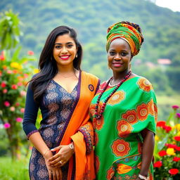 A beautiful Indian woman in a stylish outfit, embracing her cultural heritage, with striking features and a warm smile