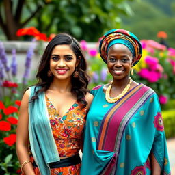 A beautiful Indian woman in a stylish outfit, embracing her cultural heritage, with striking features and a warm smile