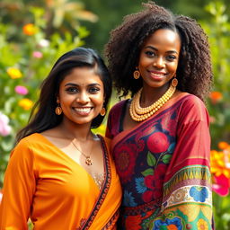 A beautiful Indian woman in a stylish outfit, embracing her cultural heritage, with striking features and a warm smile