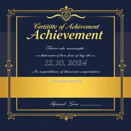 An elegant document with a professional layout, featuring a prominent header, the title 'Certificate of Achievement' written in stylish font at the top