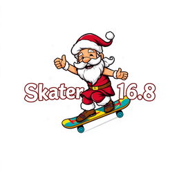 A captivating logo design featuring Zeus, the Greek god, dressed as Santa Claus, riding a skateboard