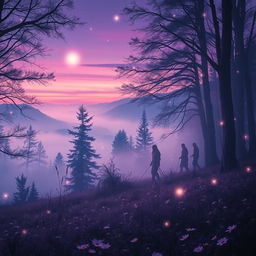 A mesmerizing scene depicting an ethereal landscape where fading echoes of voices linger in the air
