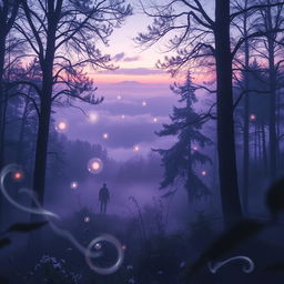 A mesmerizing scene depicting an ethereal landscape where fading echoes of voices linger in the air