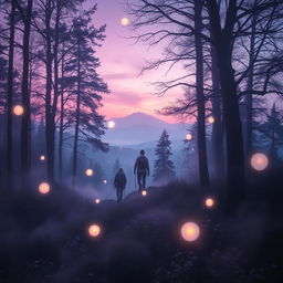A mesmerizing scene depicting an ethereal landscape where fading echoes of voices linger in the air