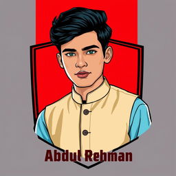 A vibrant digital illustration featuring a young man with dark, stylishly cut hair