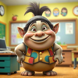 A delightful and funny character named Khan Khanak, depicted as a chubby, silly troll with a cheerful expression
