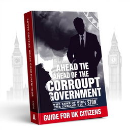 An informative and visually engaging book cover titled 'Staying Ahead of the Corrupt Government: A Guide for UK Citizens'