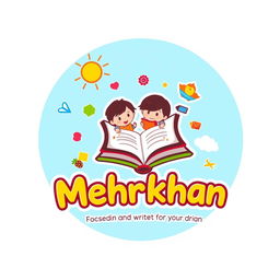 A logo for the brand 'Mehrkhan', focused on reading and writing for children