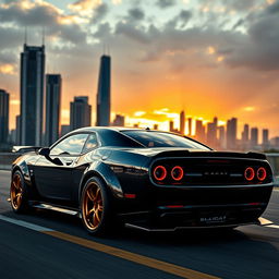 A stunning view of a Hellcat sports car, featuring an eye-catching design with sleek lines and a muscular stance