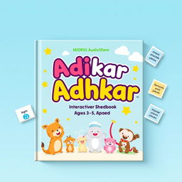 A vibrant and engaging book cover design for a children's interactive audio book intended for ages 3 to 5, focusing on learning supplications (Adhkar)
