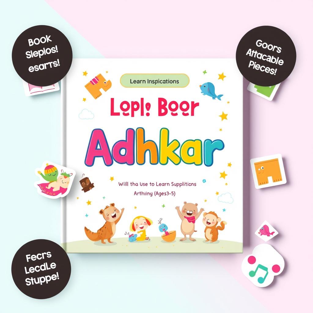 A vibrant and engaging book cover design for a children's interactive audio book intended for ages 3 to 5, focusing on learning supplications (Adhkar)