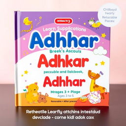 A vibrant and engaging book cover design for a children's interactive audio book intended for ages 3 to 5, focusing on learning supplications (Adhkar)