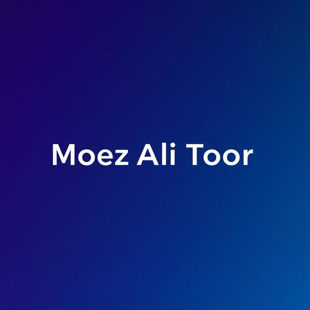 A graphic design featuring the name 'Moez Ali Toor' prominently displayed in a bold, modern font, similar in style to the original 'arlsan asif'