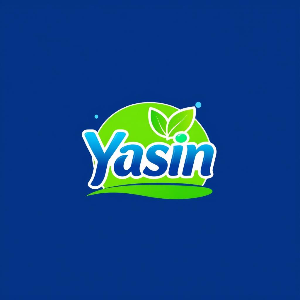 A vibrant and modern logo design for a cleaning detergent store named 'Yasin'